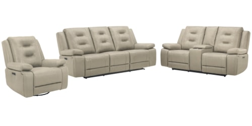 Casual 3-Piece Power Reclining Living Set with USB/USB-C Ports