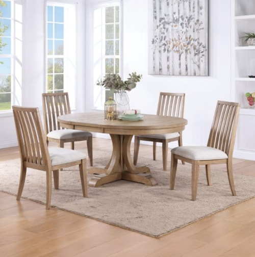 Transitional 5-Piece Dining Set with Side Chairs