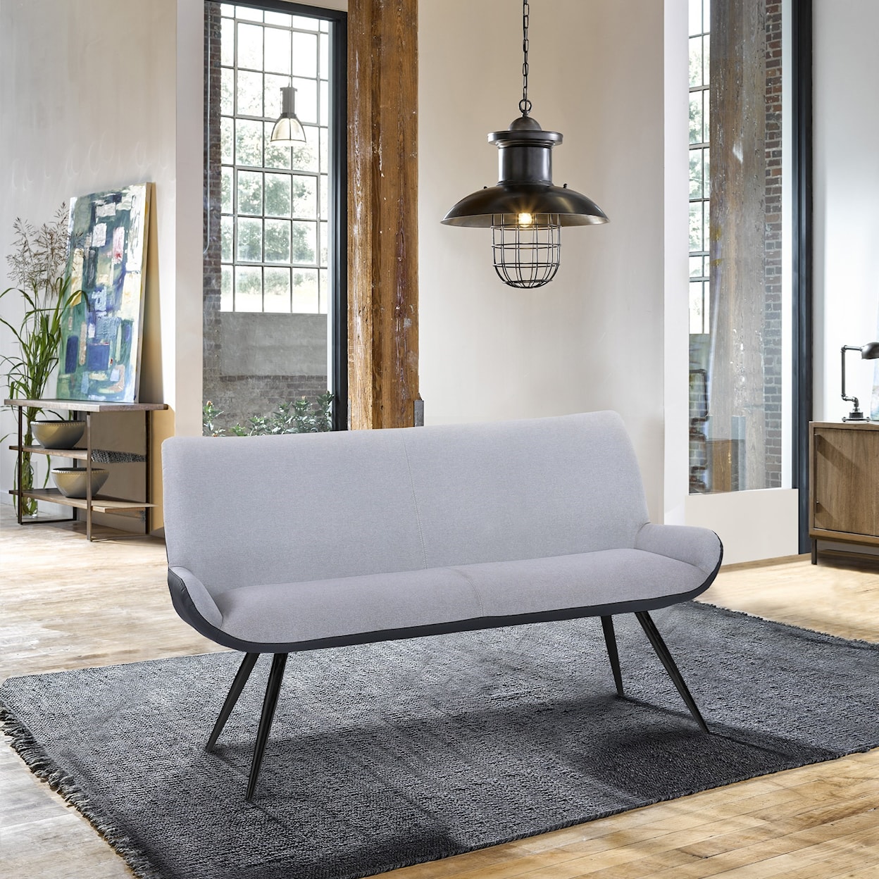 Armen Living Coronado Contemporary Bench in Brushed Gray