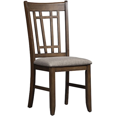 Mission Lattice Back Side Chair with Upholstered Seat
