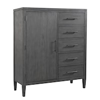 Contemporary 5-Drawer Door Chest with Felt-Lined Top Drawer