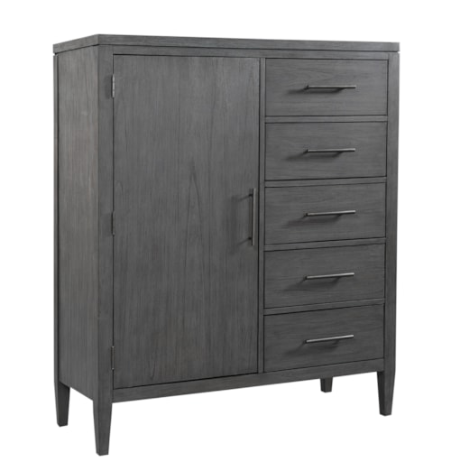 Contemporary 5-Drawer Door Chest with Felt-Lined Top Drawer