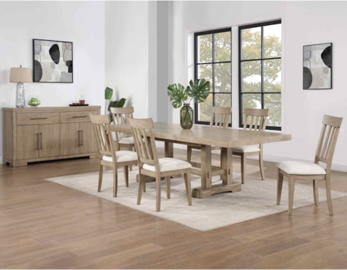 Transitional 8-Piece Dining Set with Server