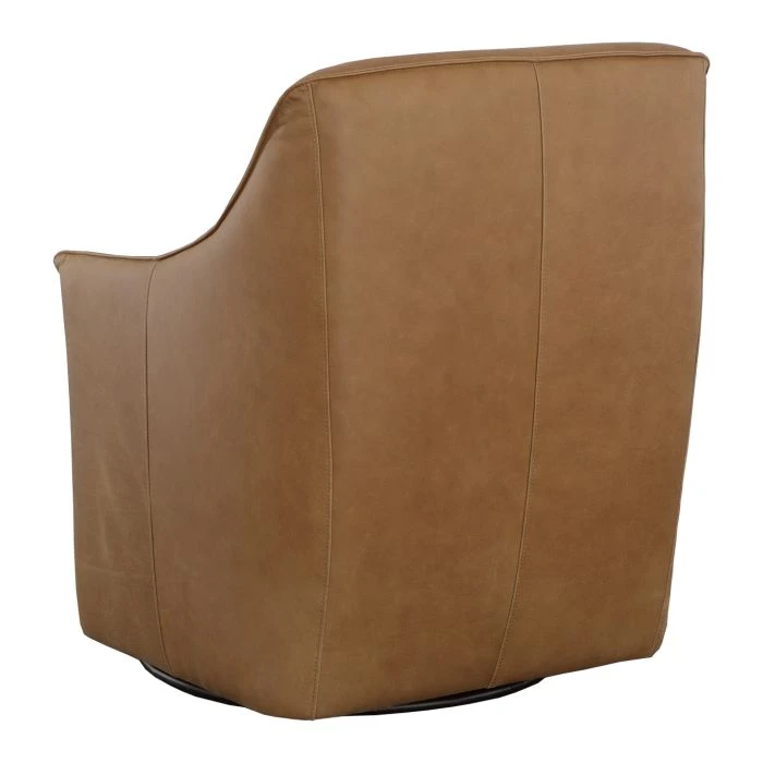 Leather Swivel Chair w/Pleated Upholstery