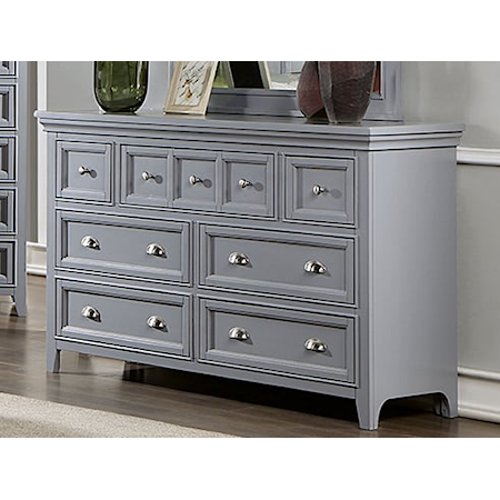 Transitional 7-Drawer Dresser with Felt-lined Drawers