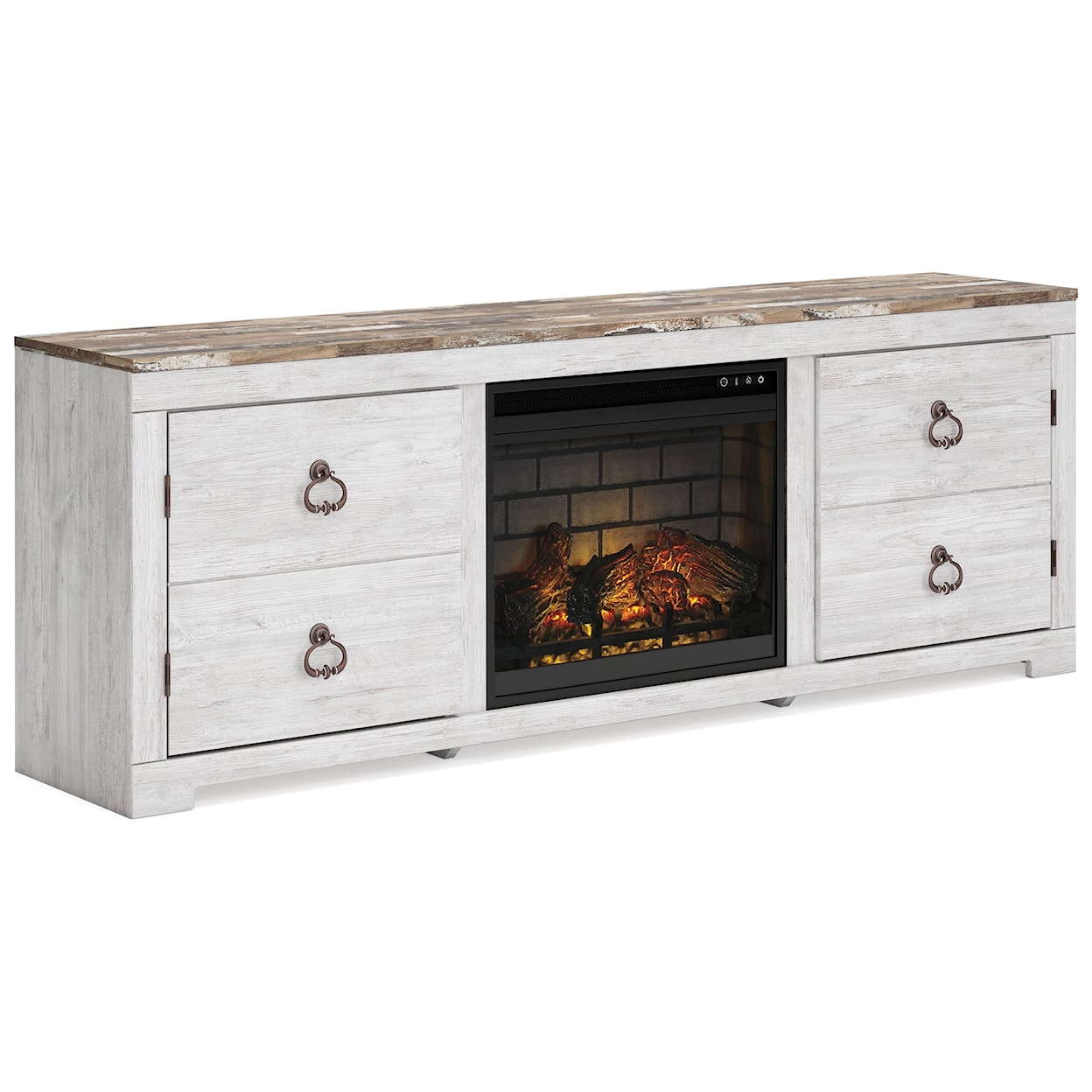 Signature Design by Ashley Furniture Willowton 72" TV Stand with Electric Fireplace