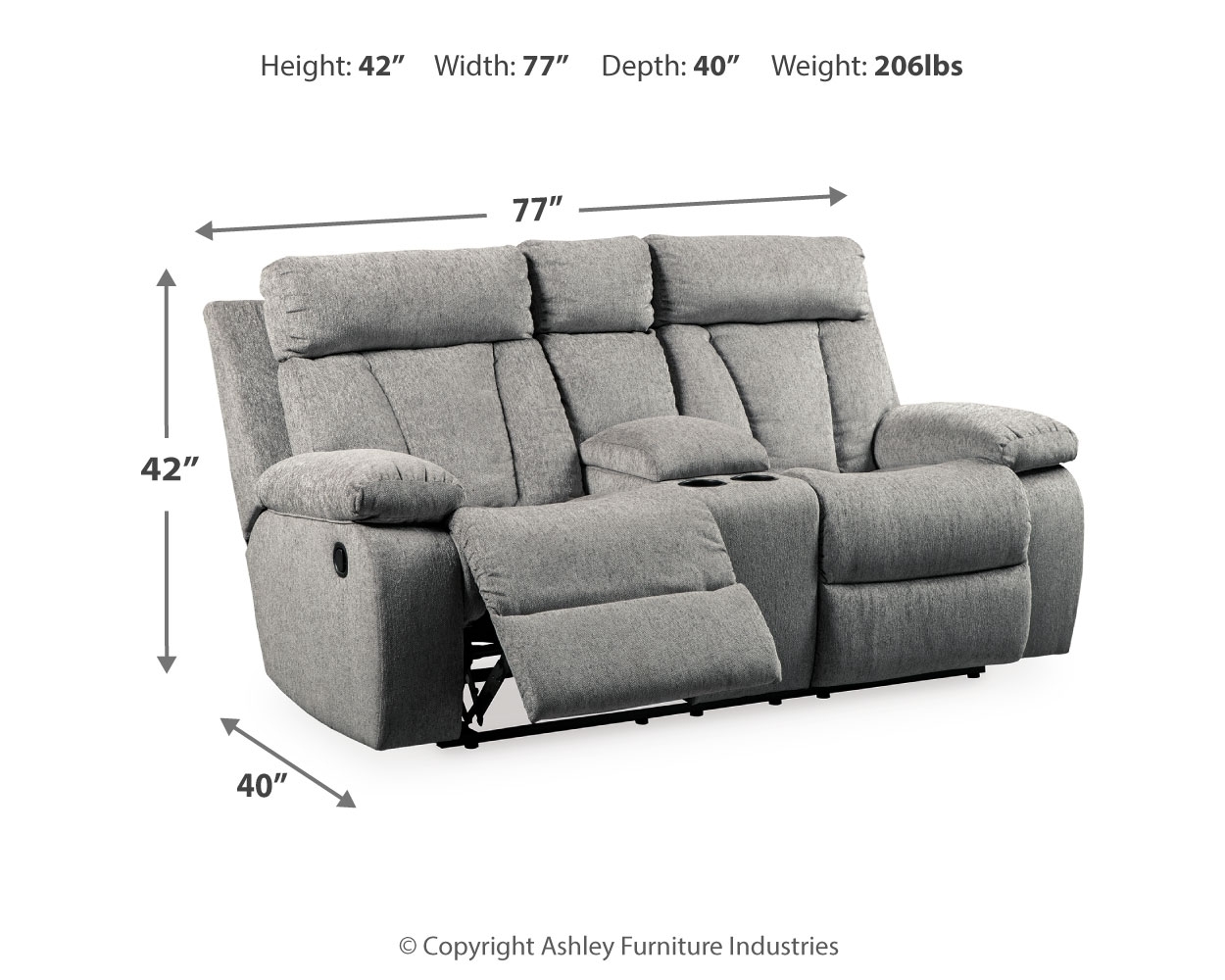 Dbl Rec Loveseat W/Console