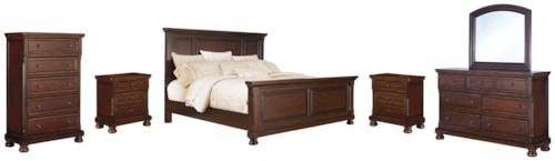 Queen Panel Bed, Dresser, Mirror, Chest And 2 Nightstands