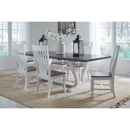 Famrhouse Two-Tone Dining Set w/Six Chairs