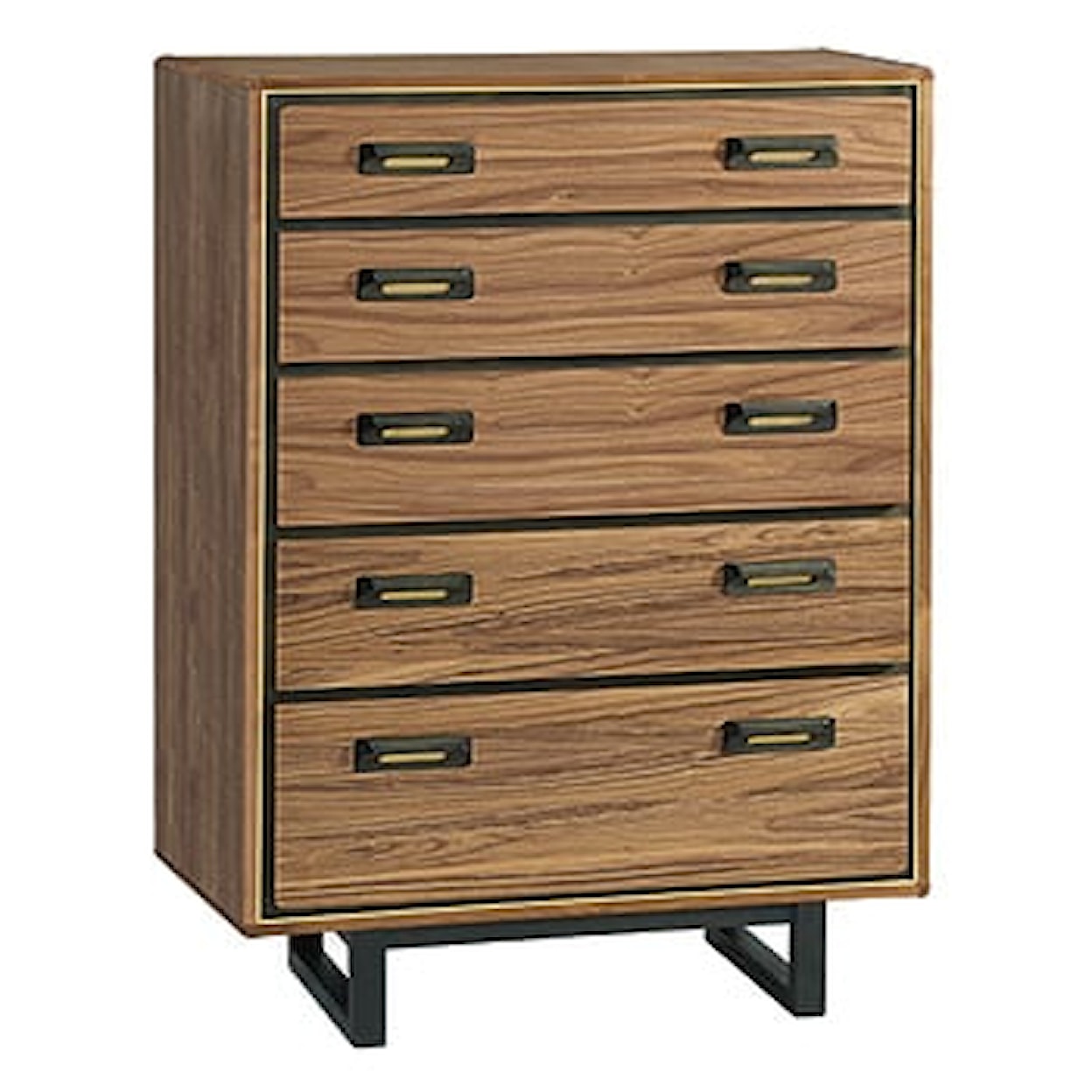 Whittier Wood Bryce 5-Drawer Chest with Metal Legs