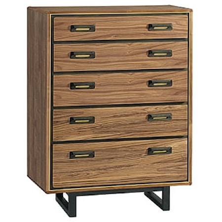 Industrial 5-Drawer Chest with Metal Legs