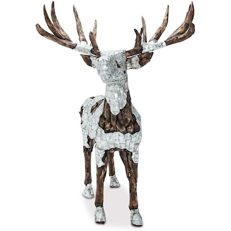 Large Wood Crafted Stag Sculpture
