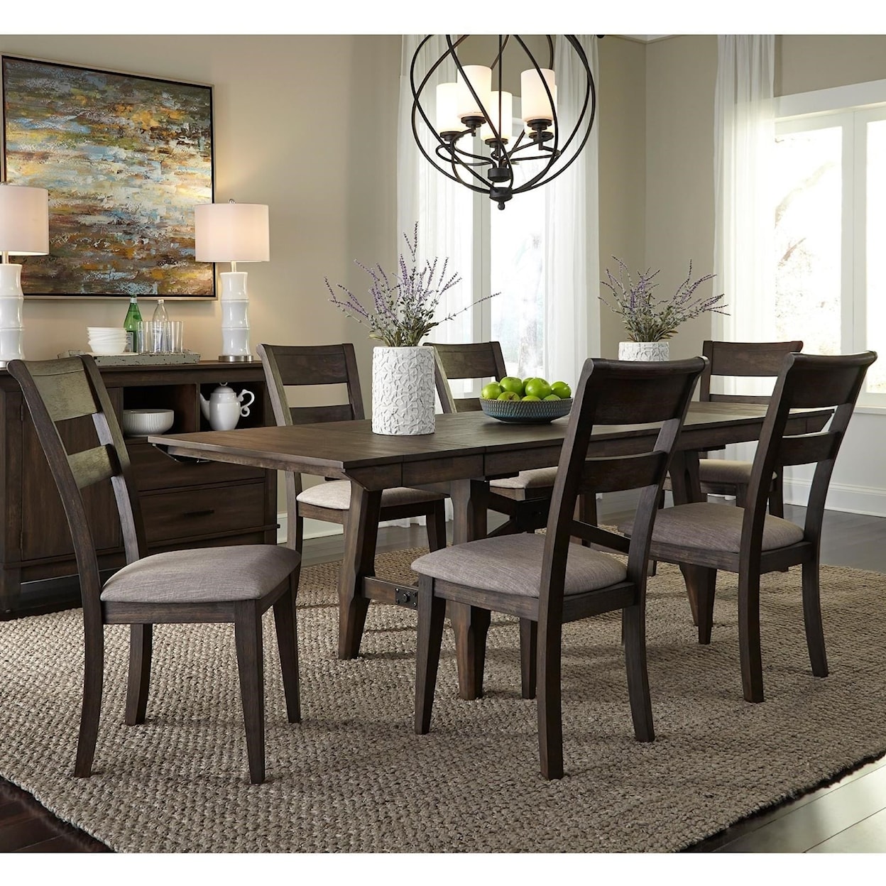 Libby Double Bridge 7-Piece Trestle Table Dining Set