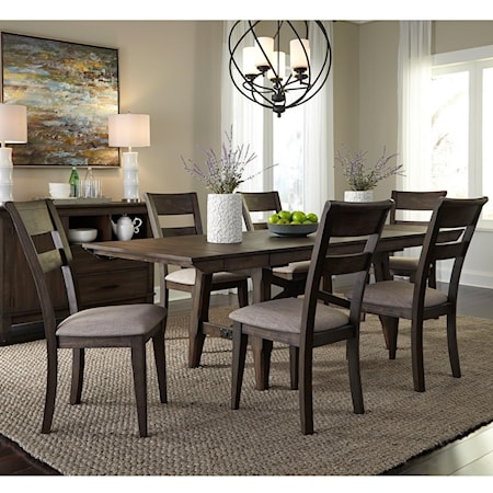 Transitional 7-Piece Trestle Table Dining Set
