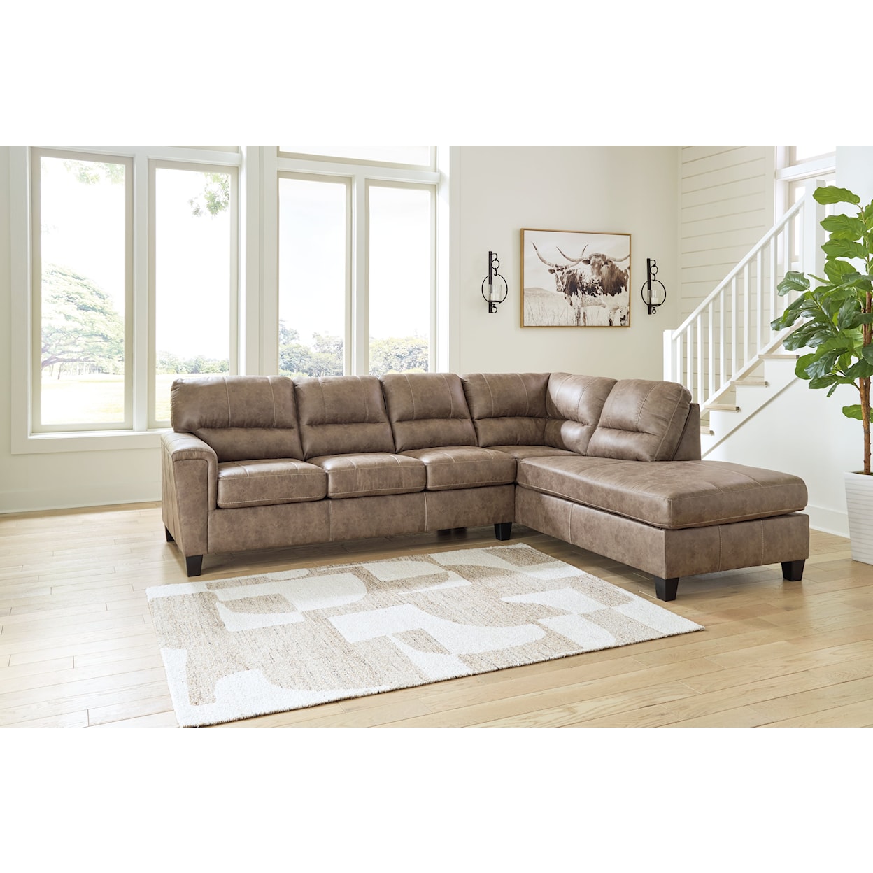 Ashley Signature Design Navi Sectional w/ Sleeper and Chaise
