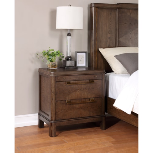 Transitional Nightstand with Pull-Out Shelf