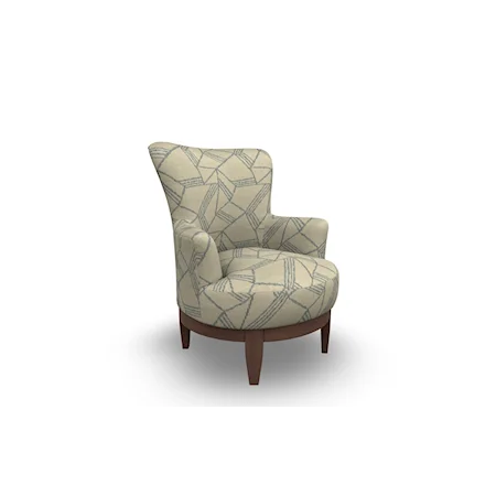 Justine Swivel Chair with Chic, Flared Arms