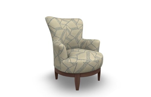 Justine Swivel Chair with Chic, Flared Arms