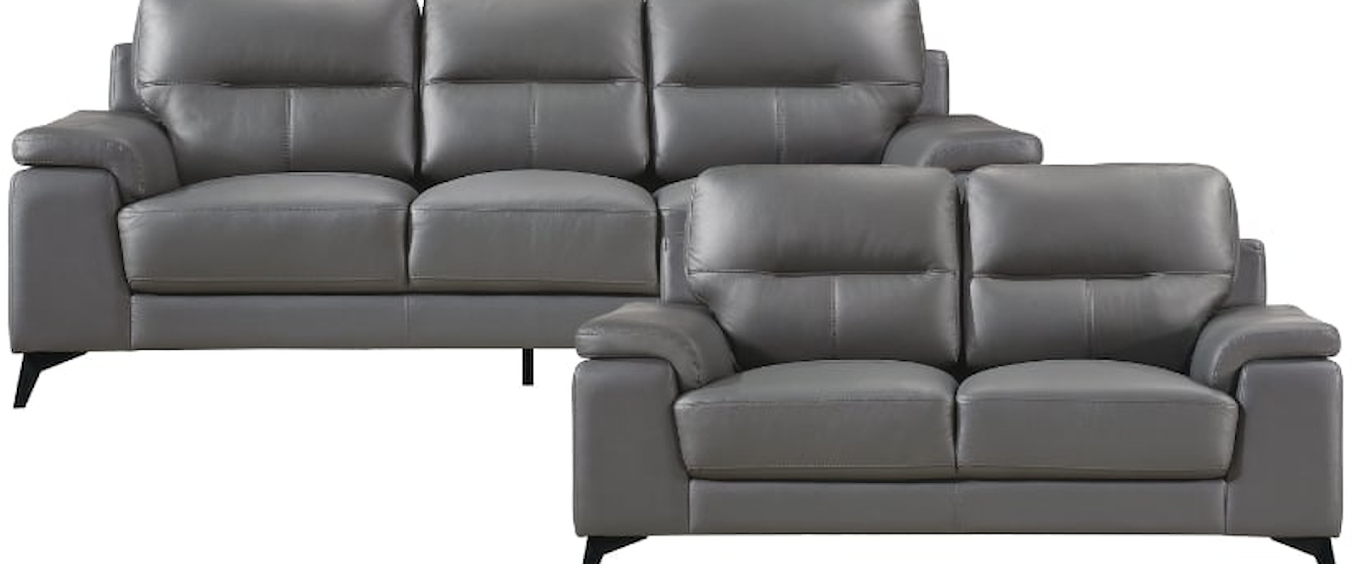 Contemporary 2-Piece Living Room Set with Pillow Arms