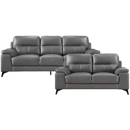 Contemporary 2-Piece Living Room Set with Pillow Arms