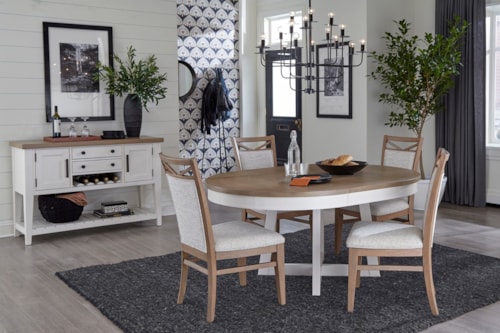 Farmhouse 6-Piece Round Dining Set with Sideboard