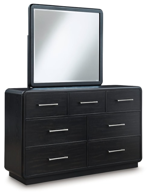 Contemporary 7-Drawer Dresser and Mirror