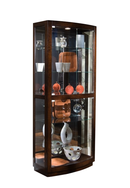 Mid-Century Modern Living Room Curio Cabinet with Mirrored Back