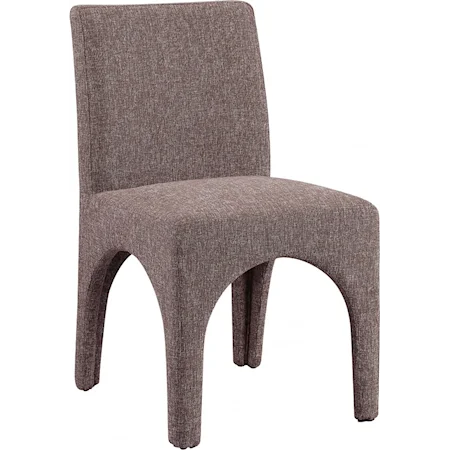 Contemporary Linen Textured Fabric Upholstered Dining Chair - Beige