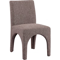 Contemporary Linen Textured Fabric Upholstered Dining Chair - Beige