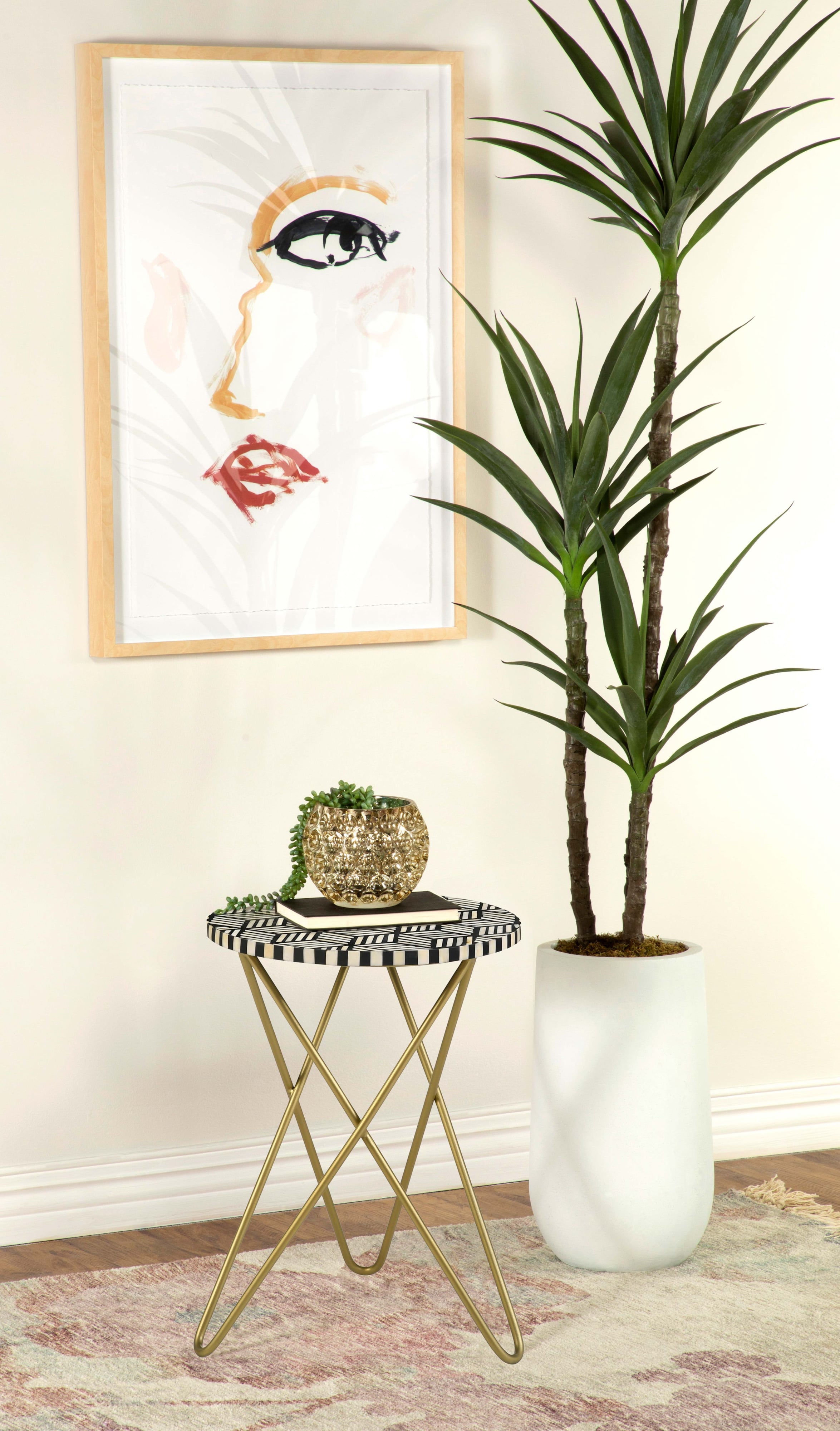 Xenia Bone Inlay Accent Side Table