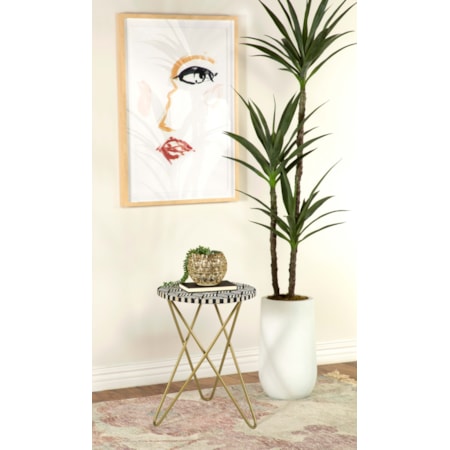 Xenia Bone Inlay Accent Side Table and