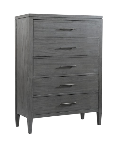 Contemporary 5-Drawer Bedroom Chest with Felt-Lined Drawer