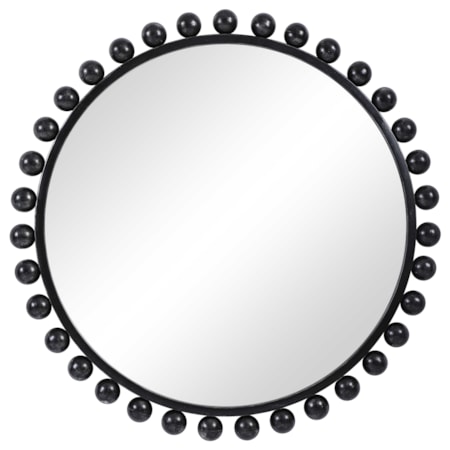 Cyra Black Round Mirror