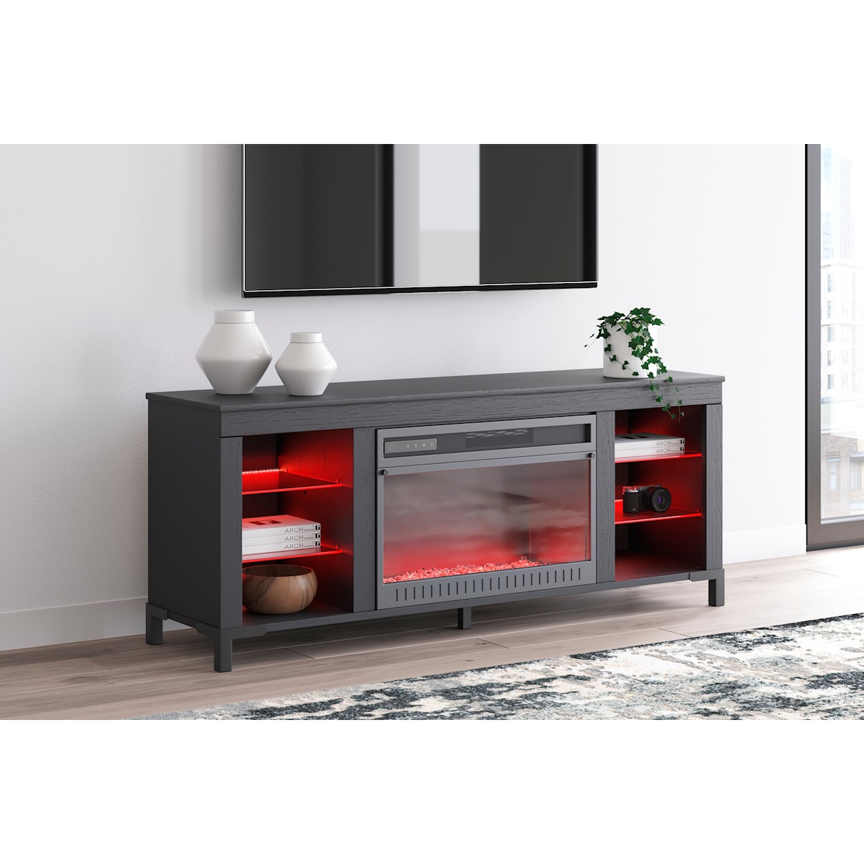 Ashley Signature Design Cayberry 60" TV Stand With Electric Fireplace