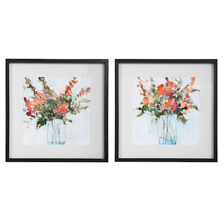 Fresh Flowers Watercolor Prints S/2