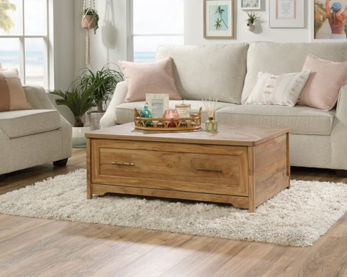 Coastal Coffee Table with Large Storage Drawer