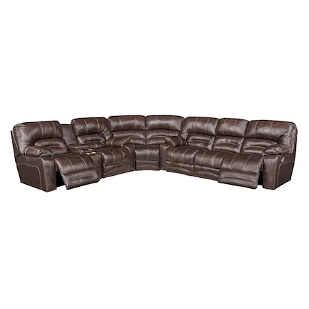 Casual Power Reclining Sectional Sofa with Drop-Down Table and Cupholders