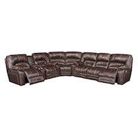 Casual Manual Reclining Sectional Sofa with Drop-Down Table and Cupholders