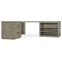 Casual Corner Office Storage Desk with File Cabinet and Open Shelf Cabinet