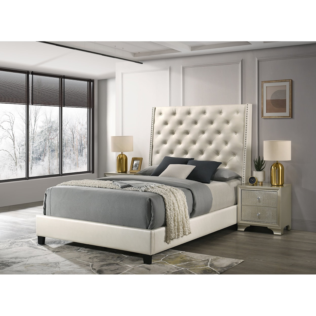 Crown Mark Chantilly Queen Upholstered Bed