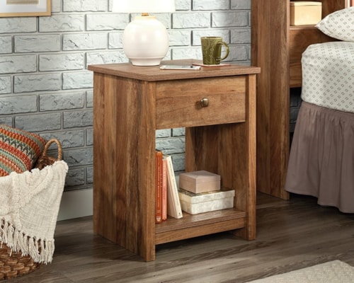 Farmhouse Nightstand with Open Shelf Storage