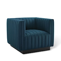 Tufted Upholstered Fabric Armchair
