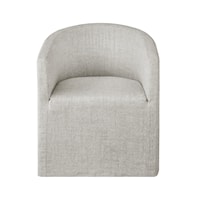 Transitional Slipcover Back Chair with Casters
