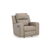 Faux Leather Rocker Recliner with Cup Holders