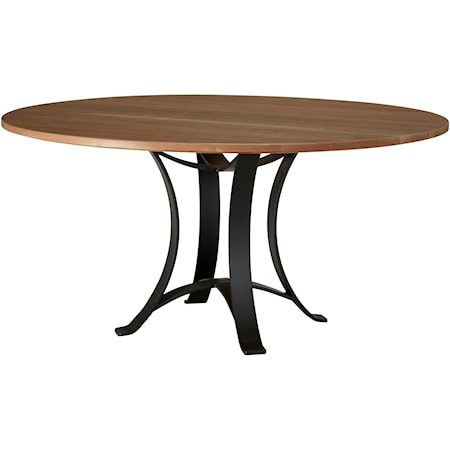 Transitional 60" Round Dining Table with Metal Base