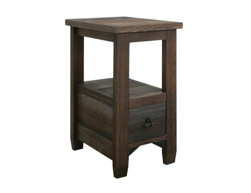 Modern Rustic 1-Drawer Chairside Table with Open Shelf