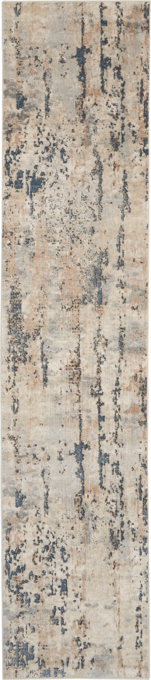 2'2" x 10' Beige/Grey Runner Rug