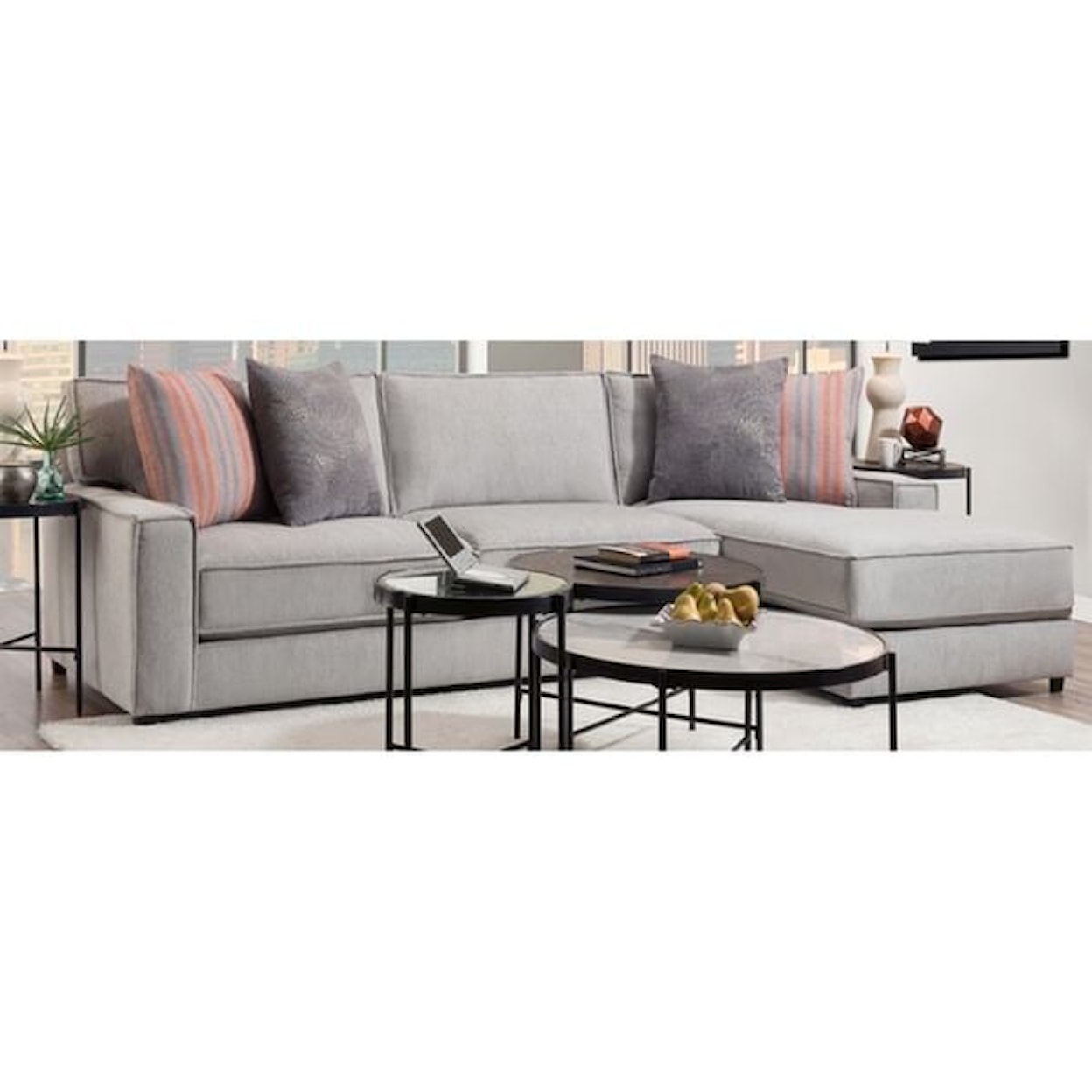 Elements International 572 Loveseat With Chaise