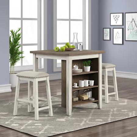 Transitional Two-Tone 3 Piece Counter Set 