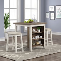 Transitional 3-Piece Counter Height Dinette Set with Stools - Two-Tone